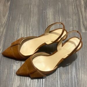 Brown Pointed Toe Slingback Heels